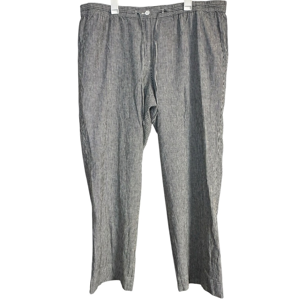 Talbots Black White Cotton Linen Blend Straight Leg Casual Pant Size‎ 18W